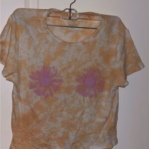 American Eagle Outfitters Yellow and Purple Crop T-Shirt